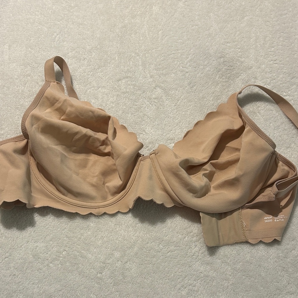 Aerie Scalloped Edge Bra in Tan